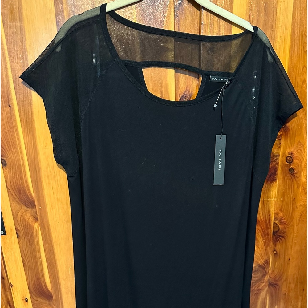 Tahari short sleeve black shirt